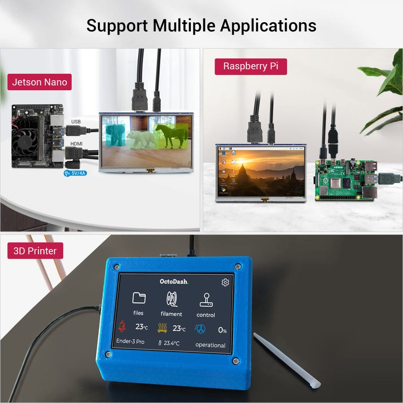ELECROW 5-Inch Resistive Touch Screen TFT LCD Display, 800x480 HD Resolution, Compatible with Raspberry Pi 5/4/3/2B/Zero, Banana Pi, Jetson Nano, Windows 11/10/8/7 - Image 3